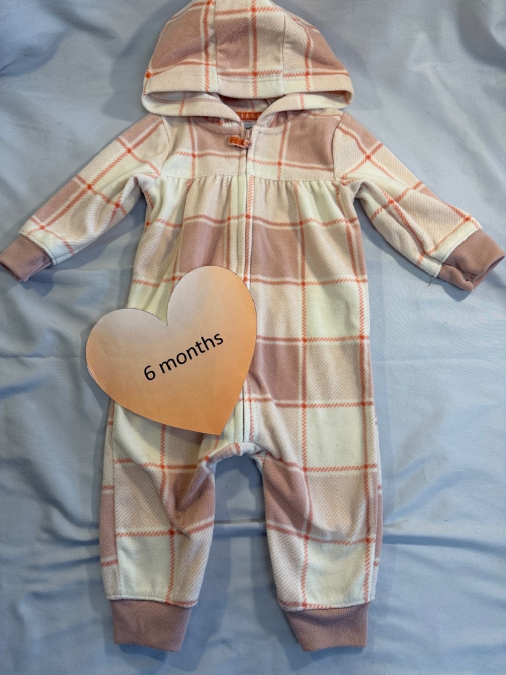 Carter's - long sleeve hooded sleeper/romper/jumpsuit/one piece. Size 6 months